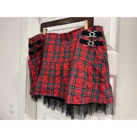 Dolls Kill x Hello Kitty Skirt Red Plaid Women's Plus 3XL - Picture 2 of 12